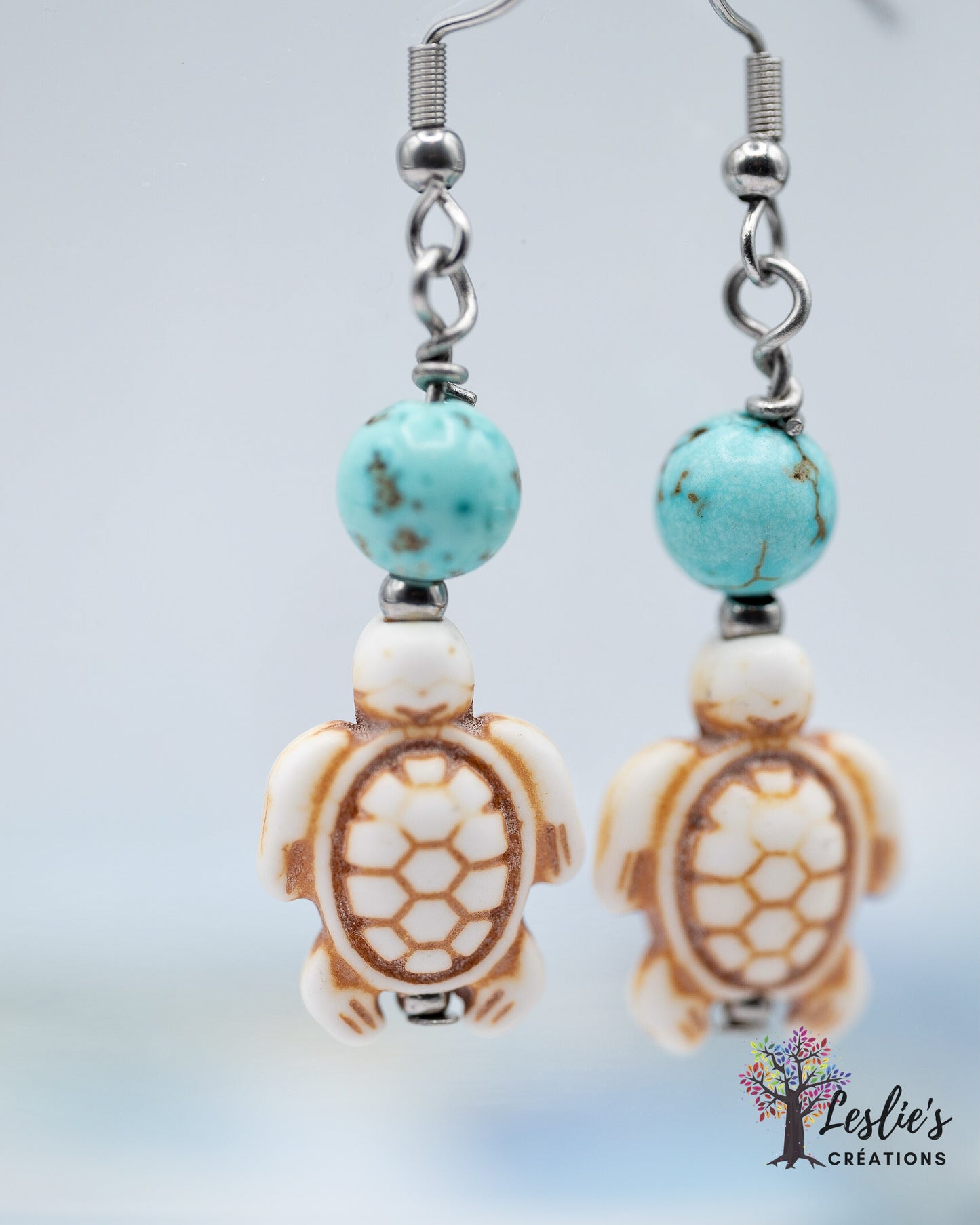 Turtle and Turquoise Earrings - Healing & Balance