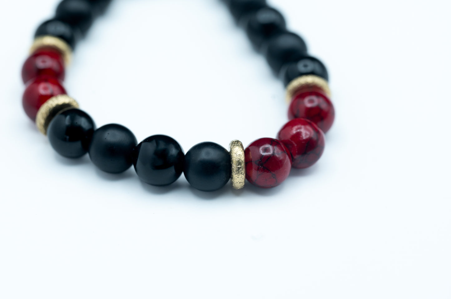 Closeup of Black and Red Bracelet