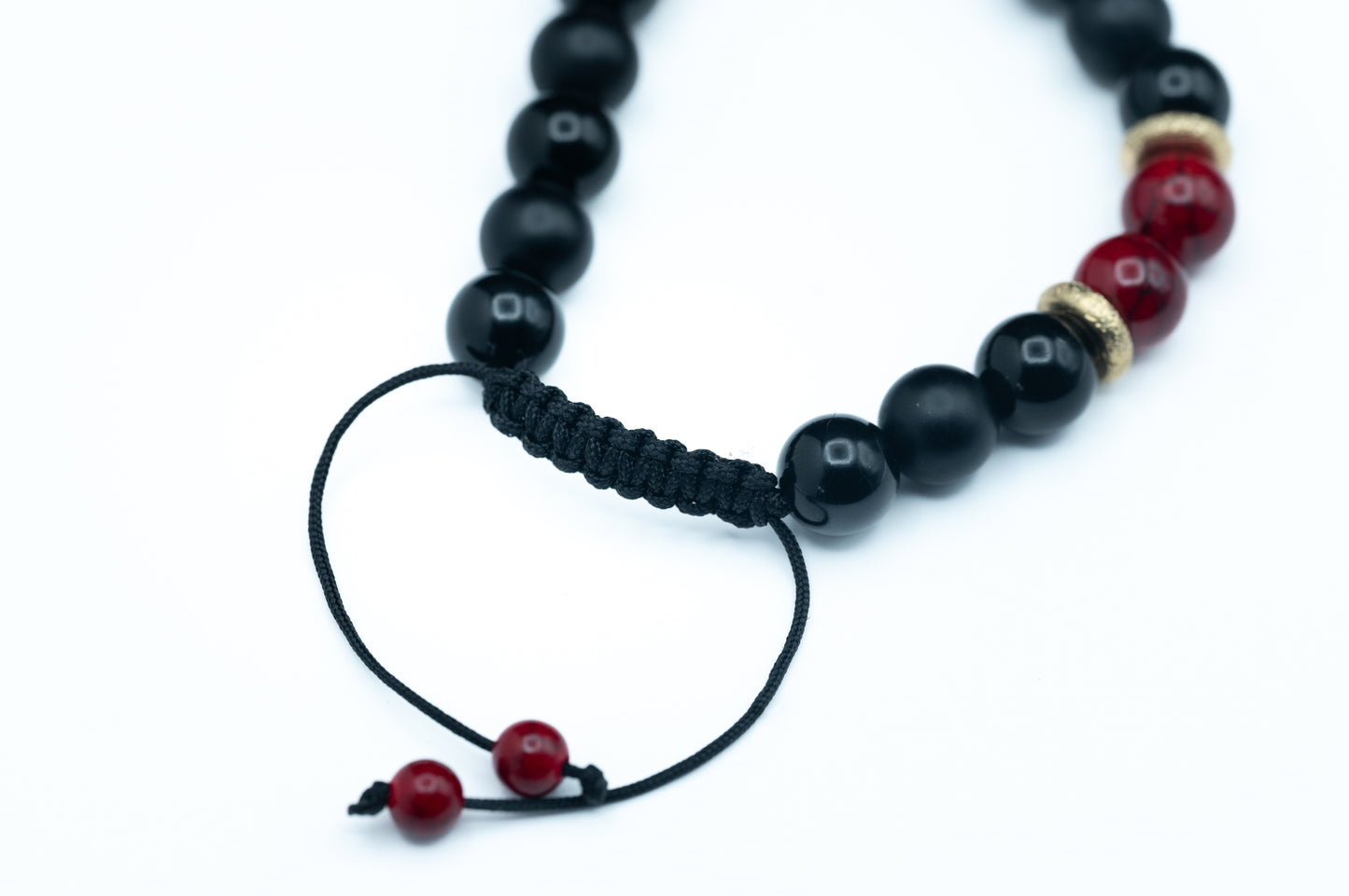 Red Quartz, Onyx & Black Obsidian Bracelet - Grounding, Creativity and Protection