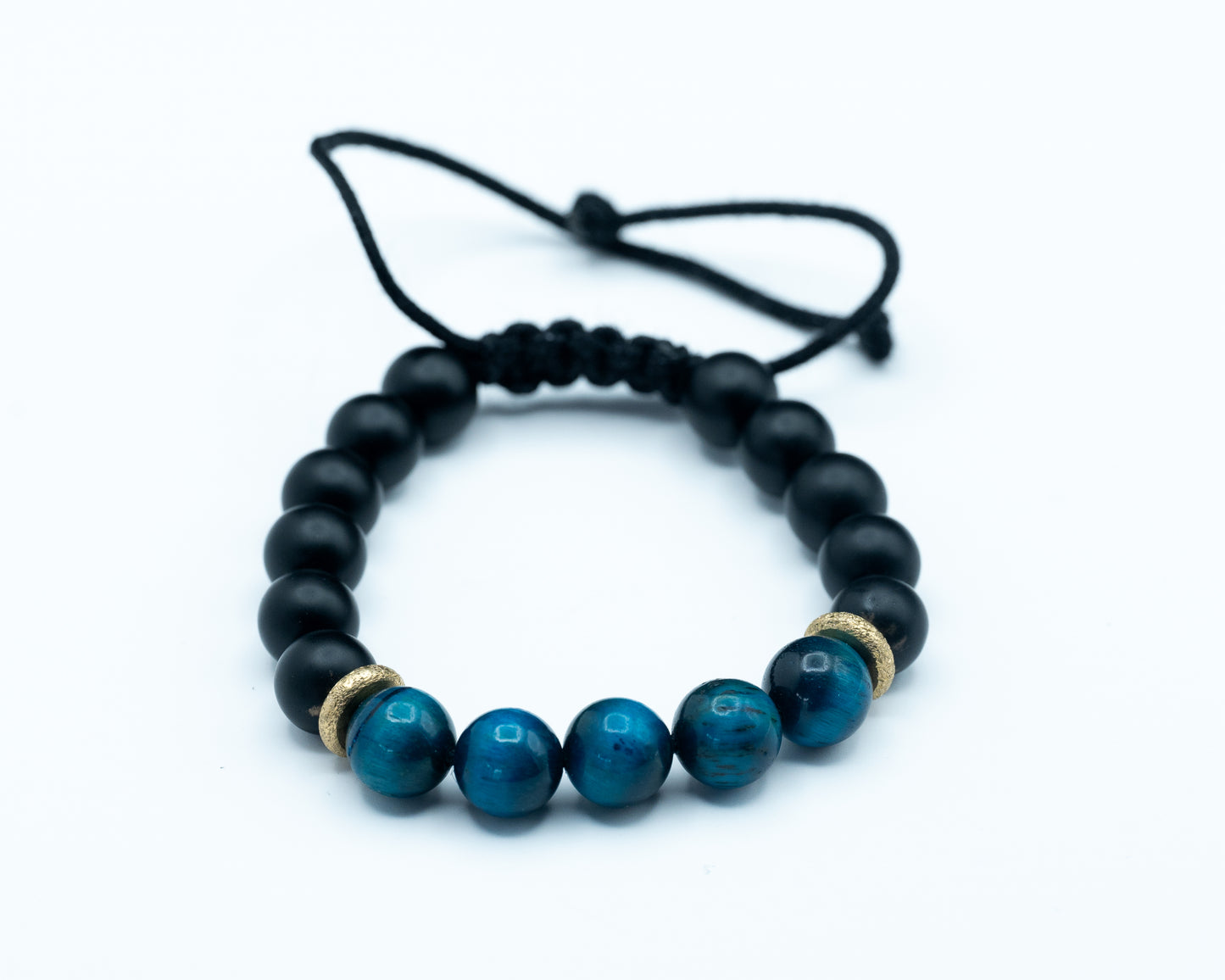 Blue Tiger Eye & Onyx Bracelet - Protection, Grounding & Communication