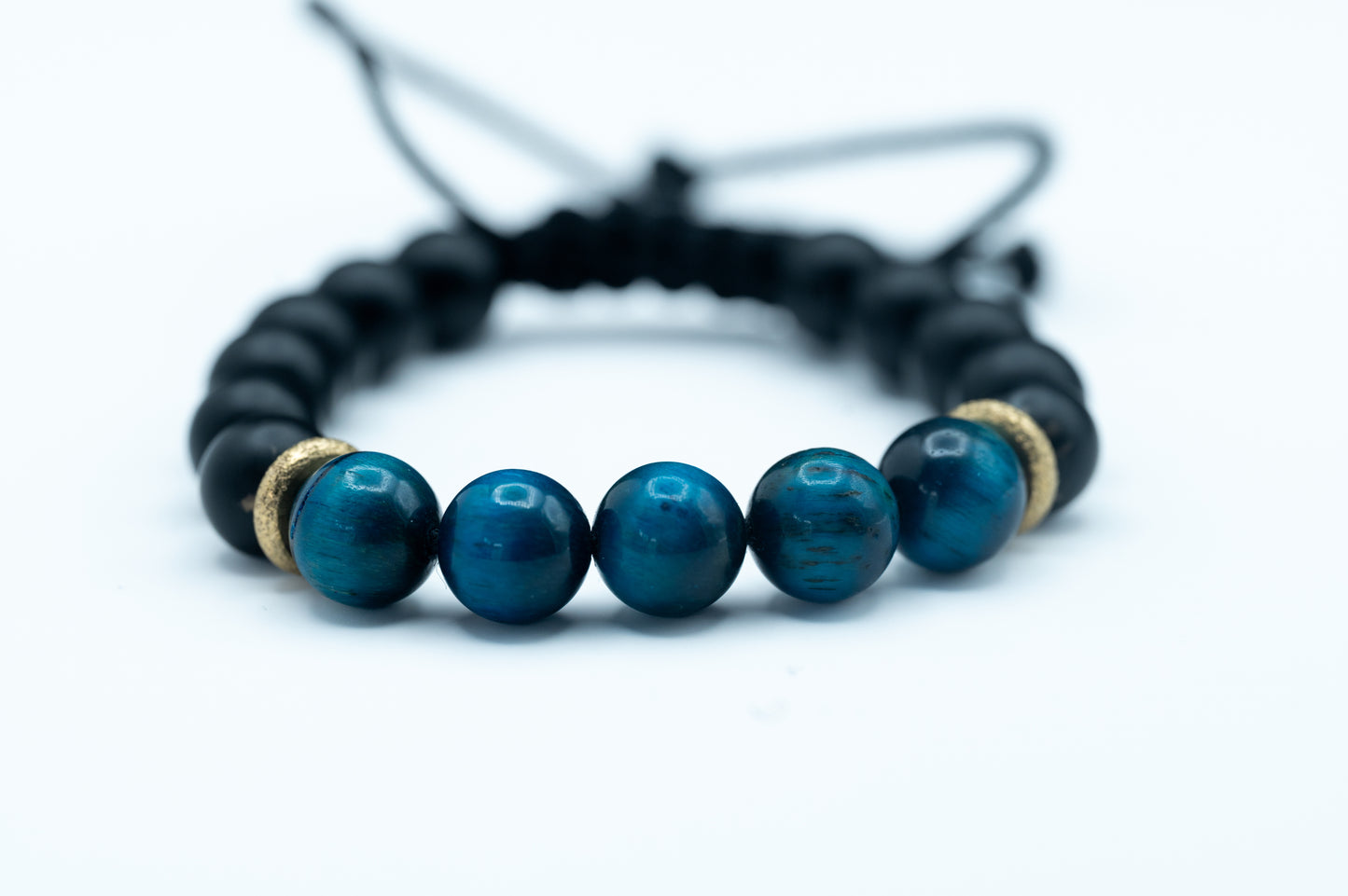 Blue Tiger Eye & Onyx Bracelet - Protection, Grounding & Communication