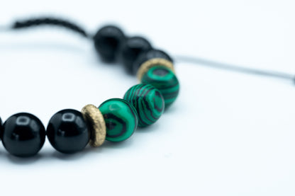 Black Obsidian & Malachite Bracelet - Healing & Grounding