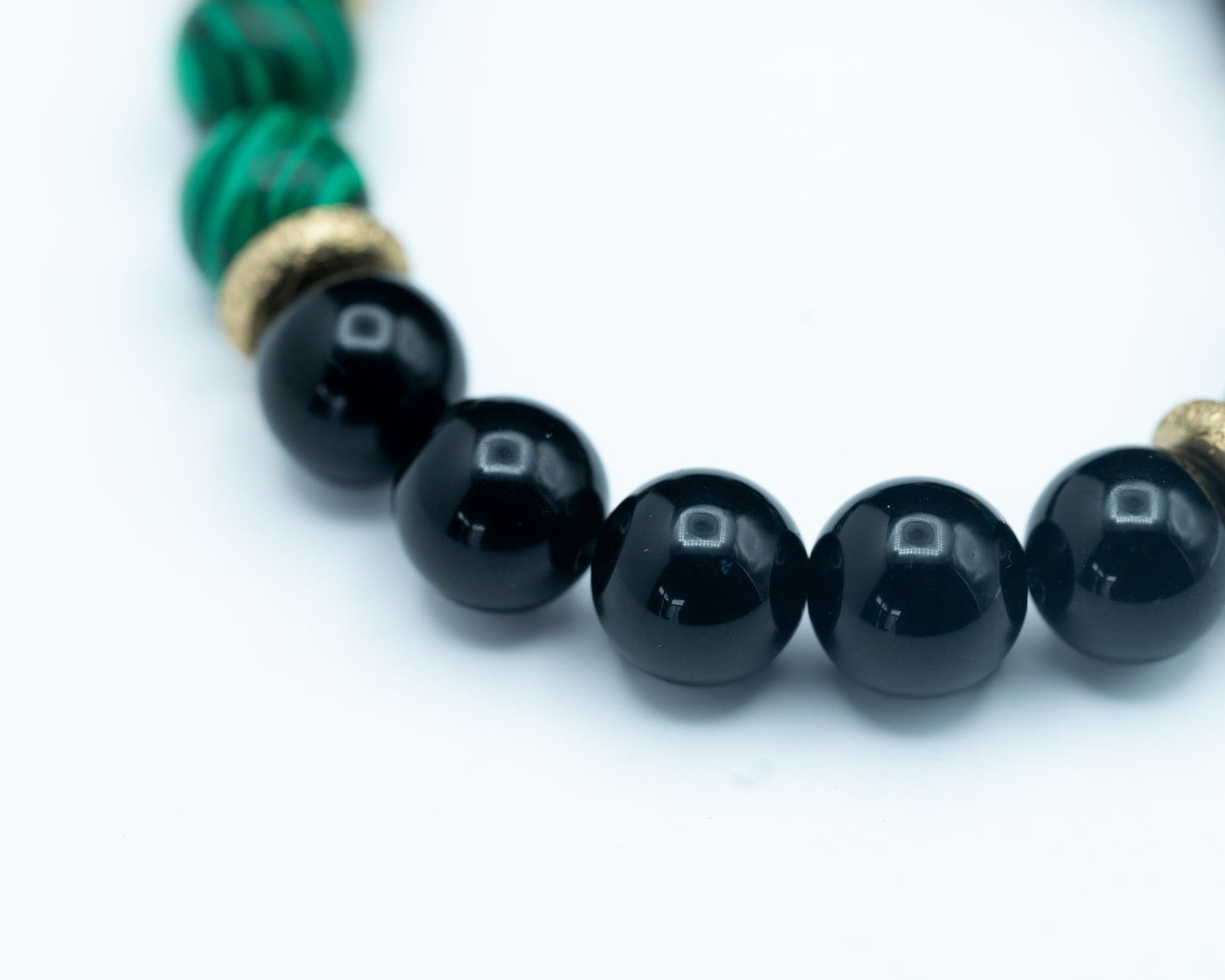 Black Obsidian & Malachite Bracelet - Healing & Grounding