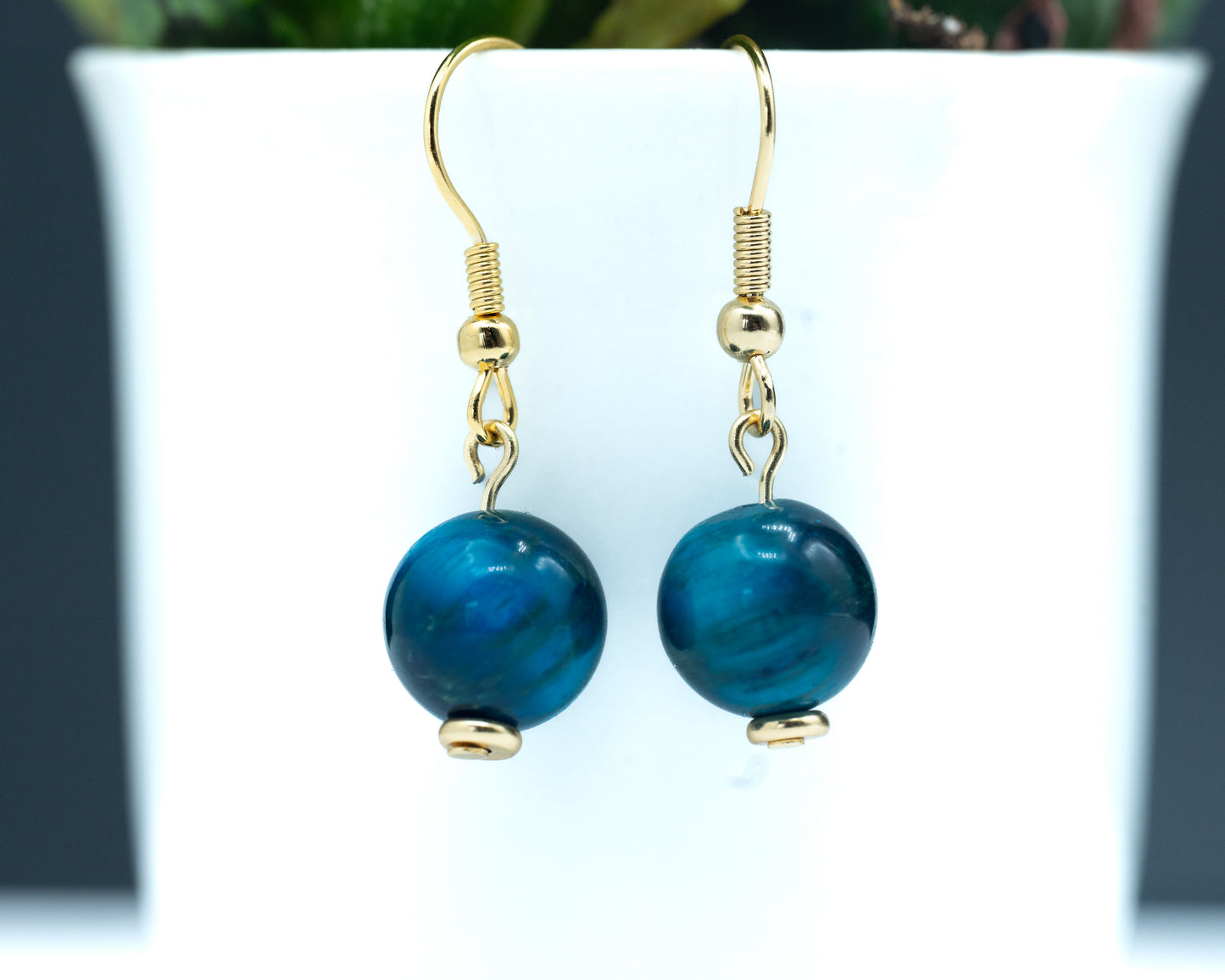 Blue Tiger Eye Earrings