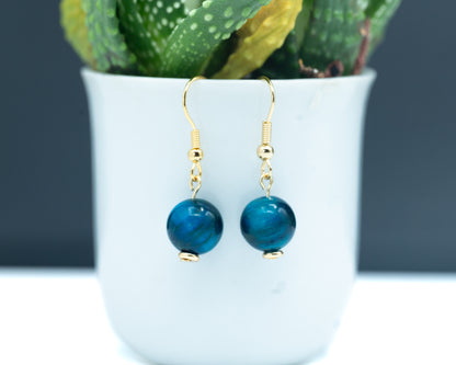 Blue Tiger Eye Earrings